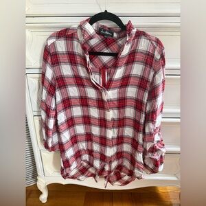 Sam Edelman Red Plaid Button-Front Women's Top